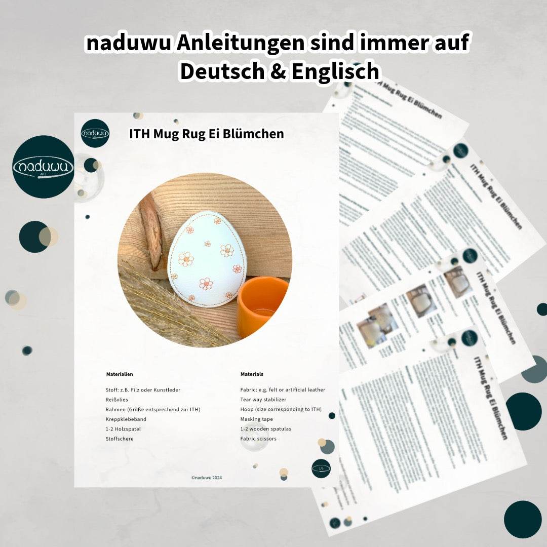 Stickdatei Osterei Mug Rug Set mit 5 ITH Ostereidesigns - Sewando