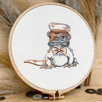 Stickdatei Echse Set 5 Größen, Bartagame Steampunk Scribble ab 13x18 Rahmen - Sewando