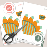 Mini-Schultüte Schulkind orange / grün - Printable & Plotterdatei - Sewando