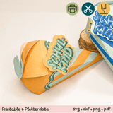 Mini-Schultüte Schulkind orange / grün - Printable & Plotterdatei - Sewando