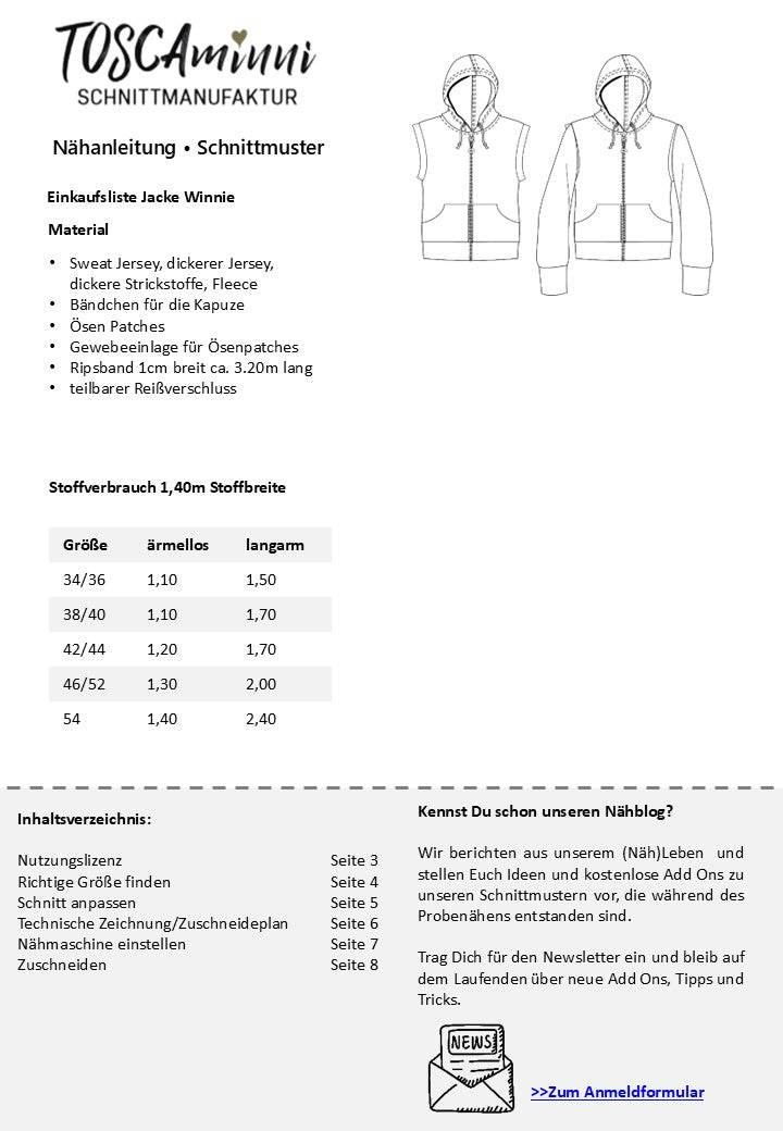 Schnittmuster Damen Jacke, Weste Winnie Gr. 34-54 - Sewando