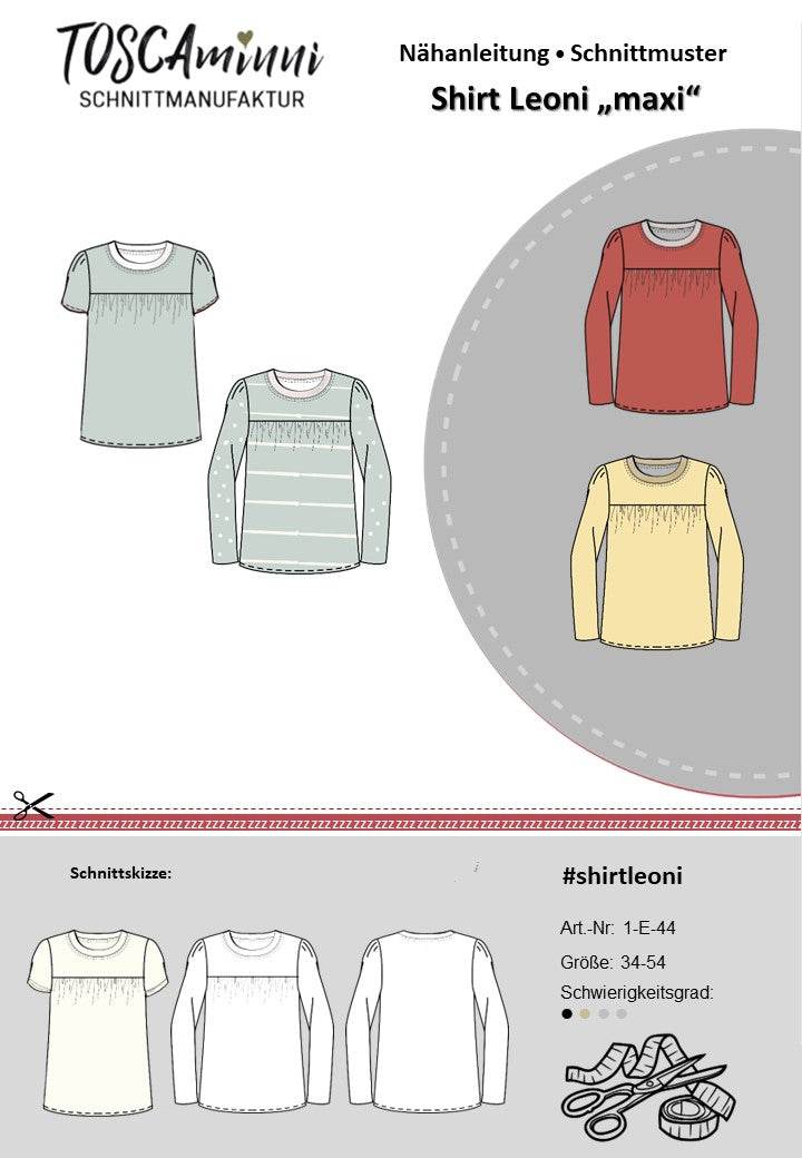 Schnittmuster Shirt Leoni Gr. 34-54 für Nähanfänger - Sewando