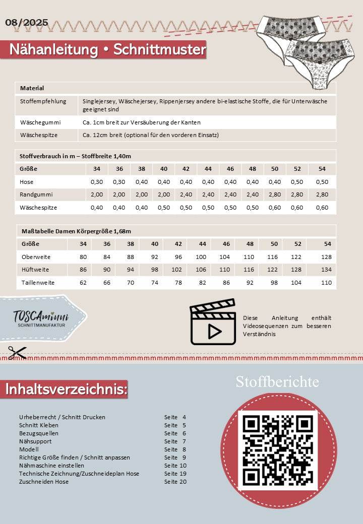 Schnittmuster Unterwäsche-Set Hedda Gr. 34-54 - Sewando