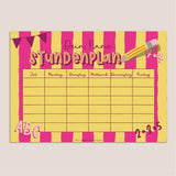 Stundenplan mit eigenem Namen - gelb / pink - Printable - Sewando