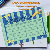 Stundenplan mit eigenem Namen - blau - Printable - Sewando