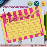 Stundenplan mit eigenem Namen - gelb / pink - Printable - Sewando
