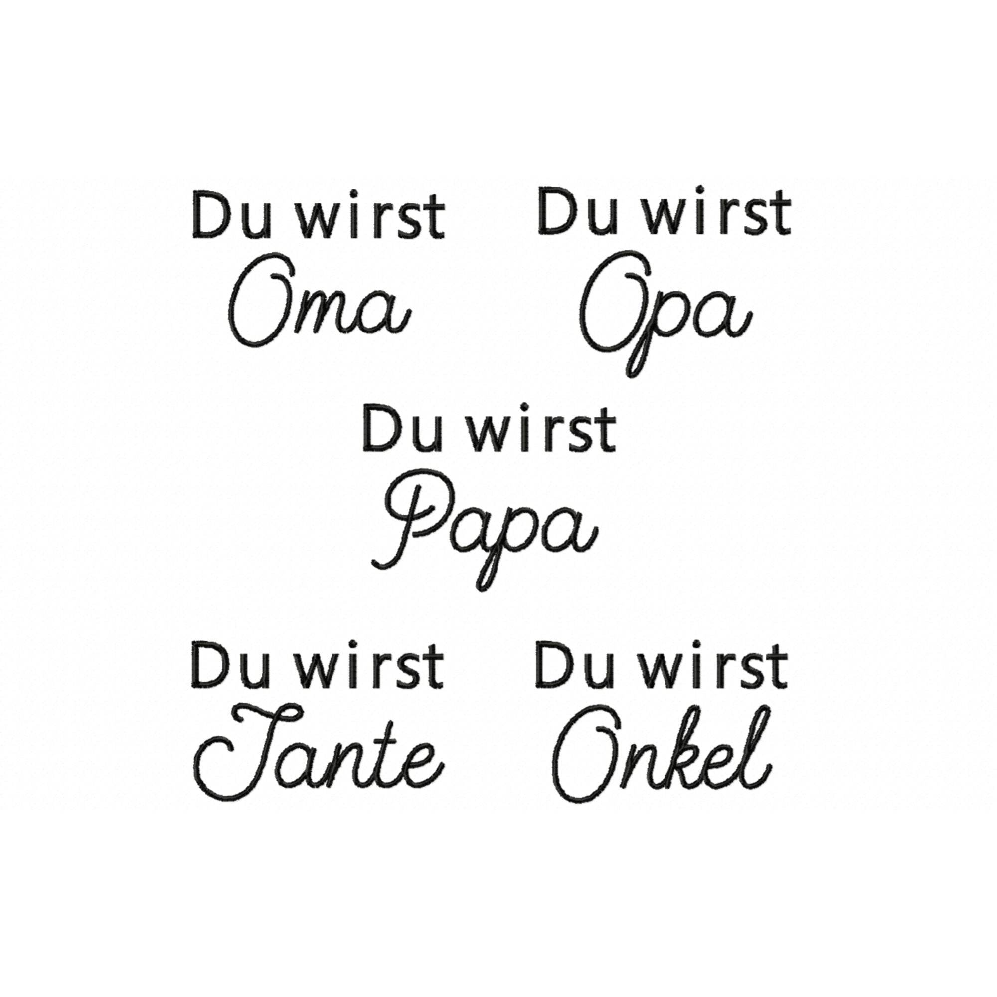 Stickdatei Schrift Baby Ankündigung, Rahmen 10 cm x 10 cm, Papa, Oma, Opa, Tante, Onkel, Spruch, Baby - Sewando