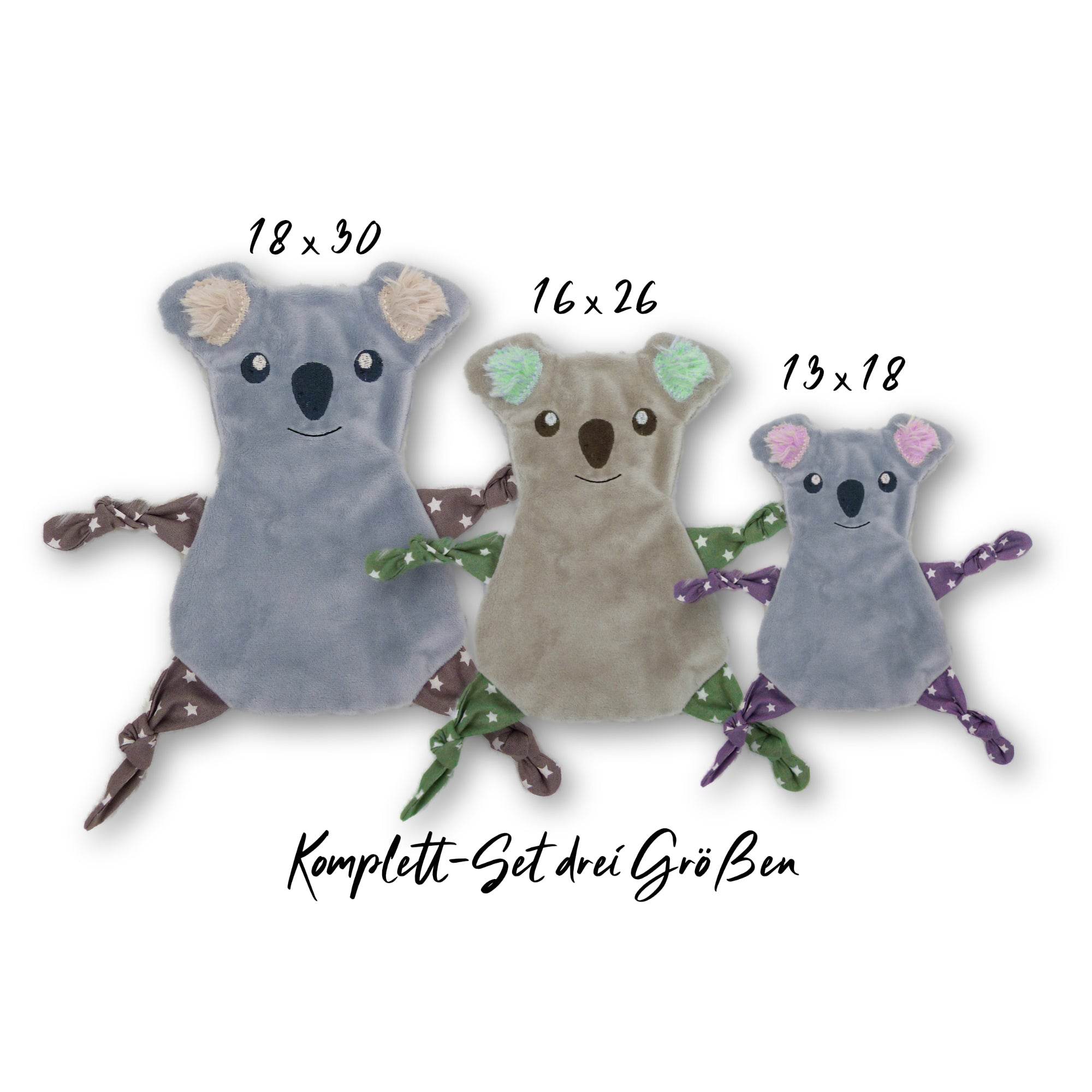 Stickdatei Koala Kuscheltuch ITH, drei Größen, Schmusetuch, Kuscheltier - Sewando