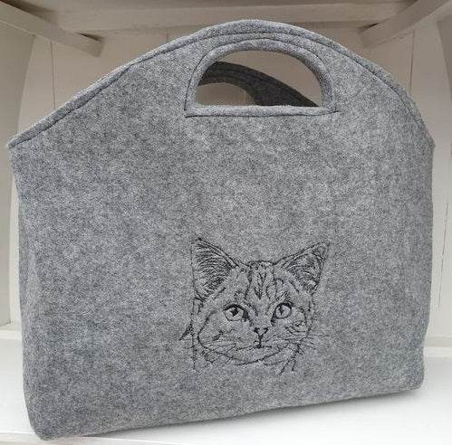 Katze Stickdatei, zartes Skizzen-Katzenportrait für deine Stickmaschine - Sewando