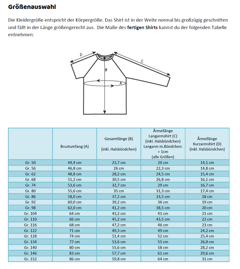 Schnittmuster timtom No.13 Raglanshirt weit Gr. 50-152 - Sewando