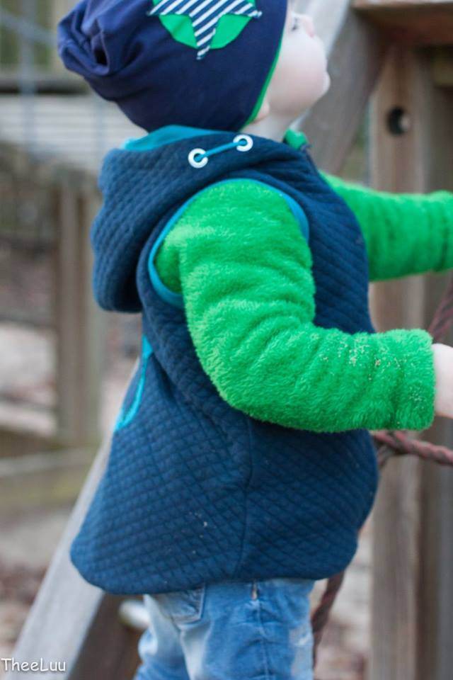 Big Lieblingsweste mit Kapuze und Loop, abnehmbarer Kapuze für 105cm-140cm Körpergröße - Sewando