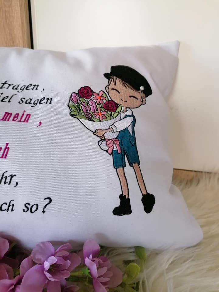 Junge Stickdatei – mit einem Blumenstrauß voller Liebe für deine Stickmaschine - Sewando
