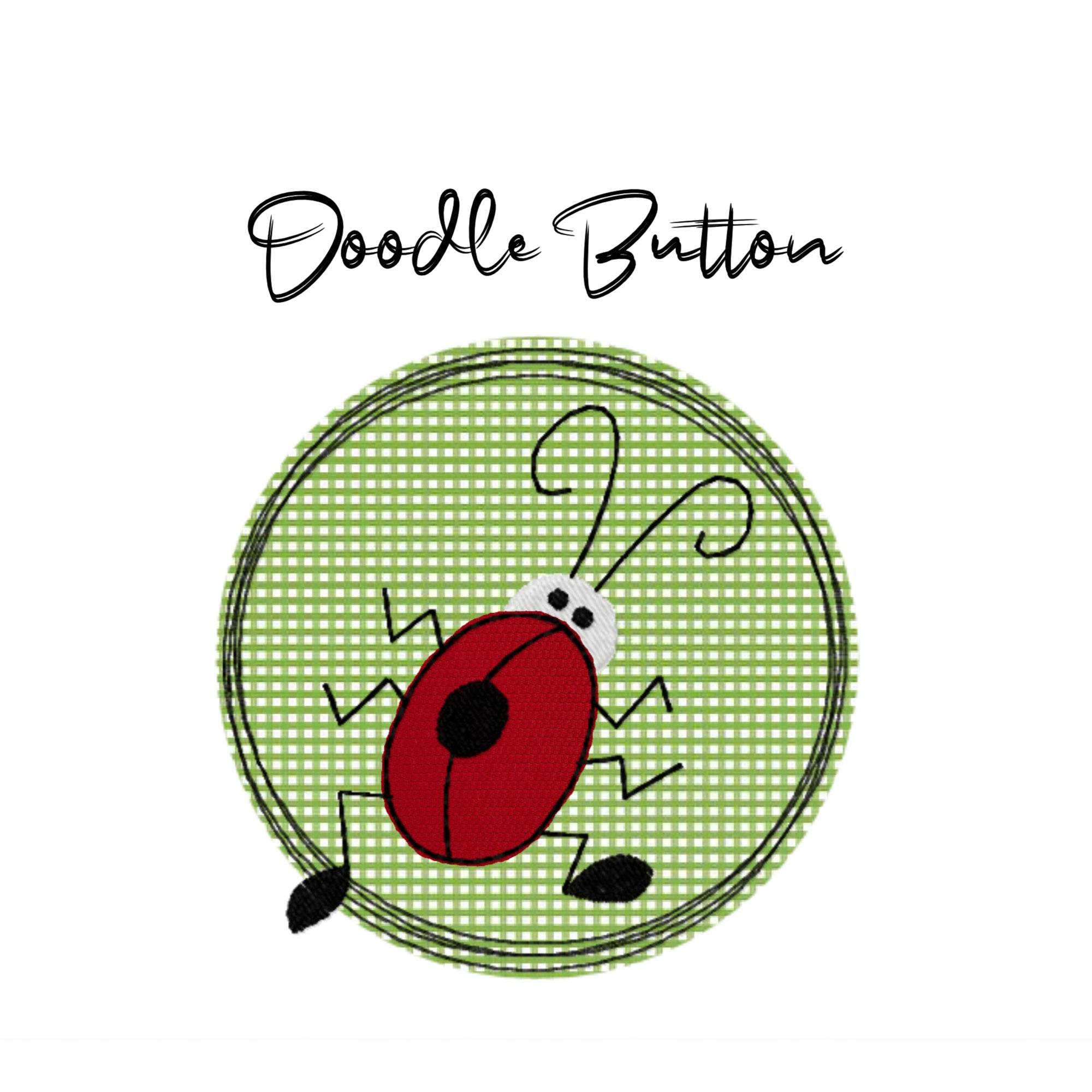 Stickdatei Doodle Button Marienkäfer - Rahmen ab 10 cm x 10 cm, Stickmuster, Applikation, Käfer, Kreis, Redwork - Sewando