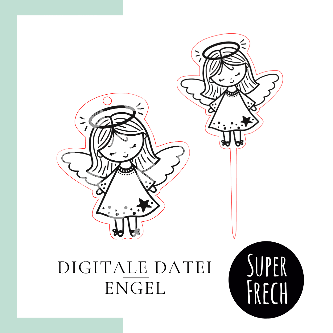 Laserdatei - Weihnachtsengel Anhänger und Blumenstecker - Sewando