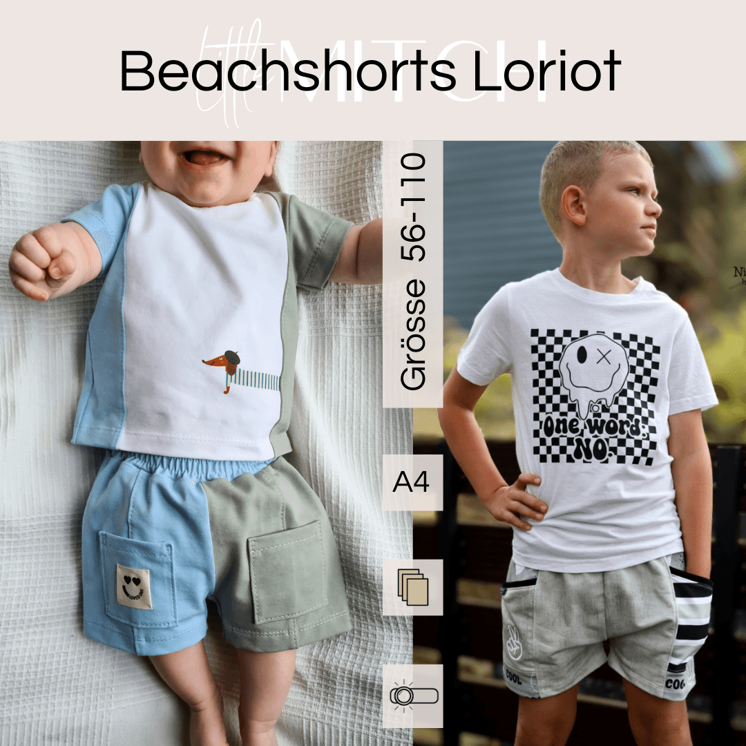 Beachshorts Loriot Mini Schnittmuster Gr. 56-110 - Sewando