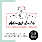 Laserdatei - Adventskalender mit Bär und Sternen - Sewando
