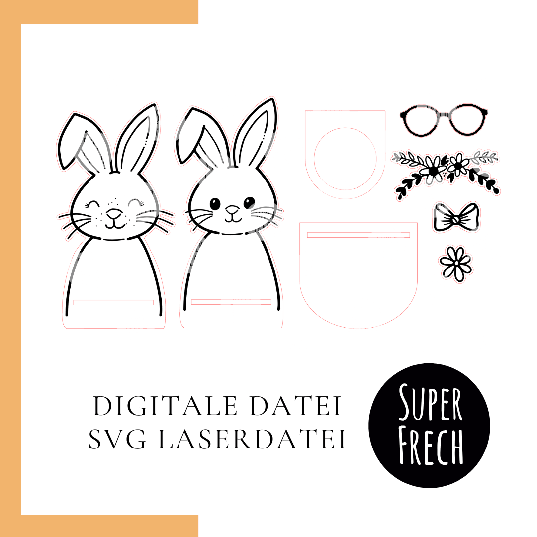 Laserdatei - Hasen Eierhalter mit variablen Details - Sewando