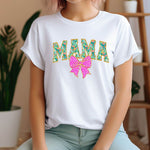 Mama PNG mit floralen Buchstaben & pinker Schleife Bügelbild Druck - Sewando