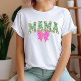 Mama PNG mit floralen Buchstaben & pinker Schleife Bügelbild Druck - Sewando