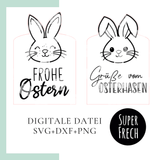 Laserdatei - Osterkorb mit Hasen und Schriftzügen - Sewando