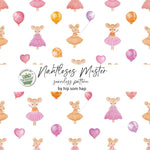 Mäusemädchen weiß – Nahtloses digitales Stoffmuster mit Aquarell-Figuren & Ballons (JPG, 30 x 30 cm, 300 DPI) - Sewando