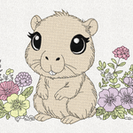 Stickdatei Capybara mit Blumen Set 2517 - Sewando