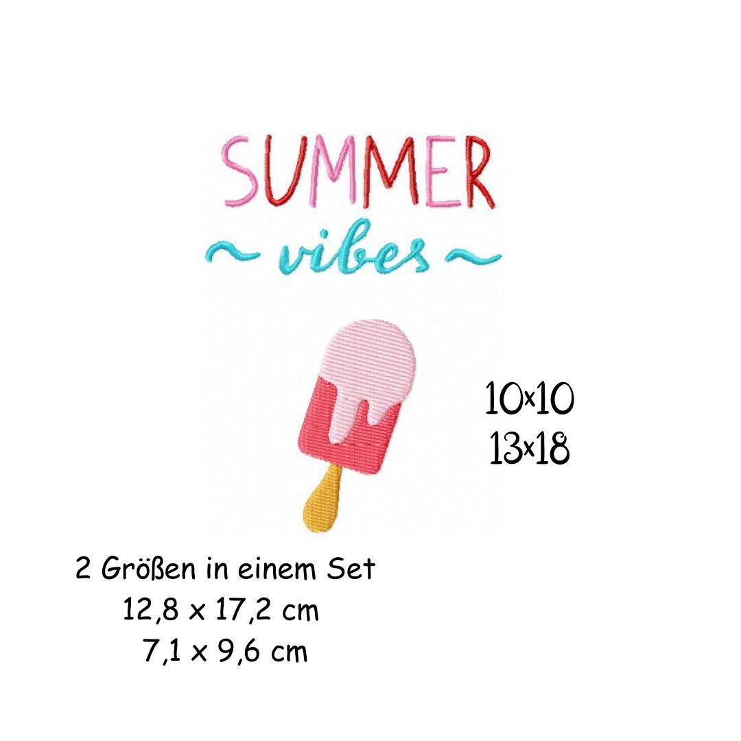 Stickdatei Summer Vibes 2 10x10 13x18 Applikation Sommer Schrift sticken Sommerzeit - Sewando