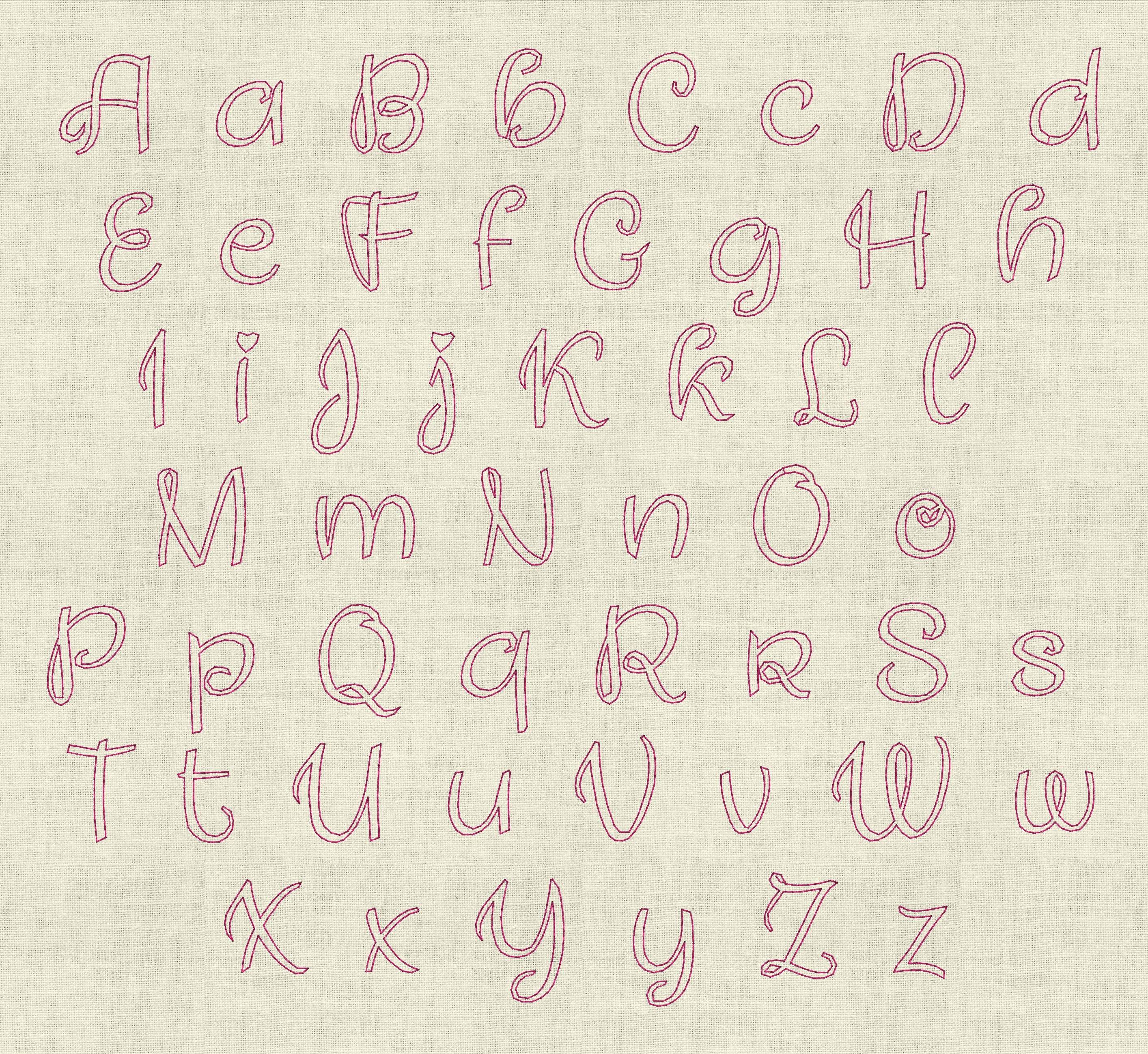 Stickdatei Schrift ab ca. 60mm Set 617 Doodle Applikation Buchstaben Zahlen - Sewando