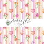 Luftballons Streifen No. 3 – Nahtloses digitales Stoffmuster mit Aquarell-Ballons & Blüten (JPG, 30 x 30 cm, 300 DPI) - Sewando