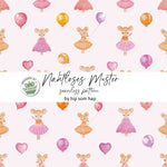Mäusemädchen rosa – Nahtloses digitales Stoffmuster mit Aquarell-Figuren & Luftballons (JPG, 30 x 30 cm, 300 DPI) - Sewando