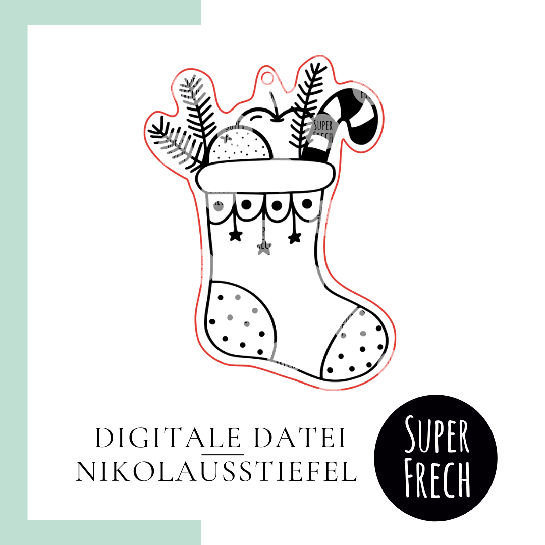 Laserdatei - Nikolausstiefel Anhänger - Sewando