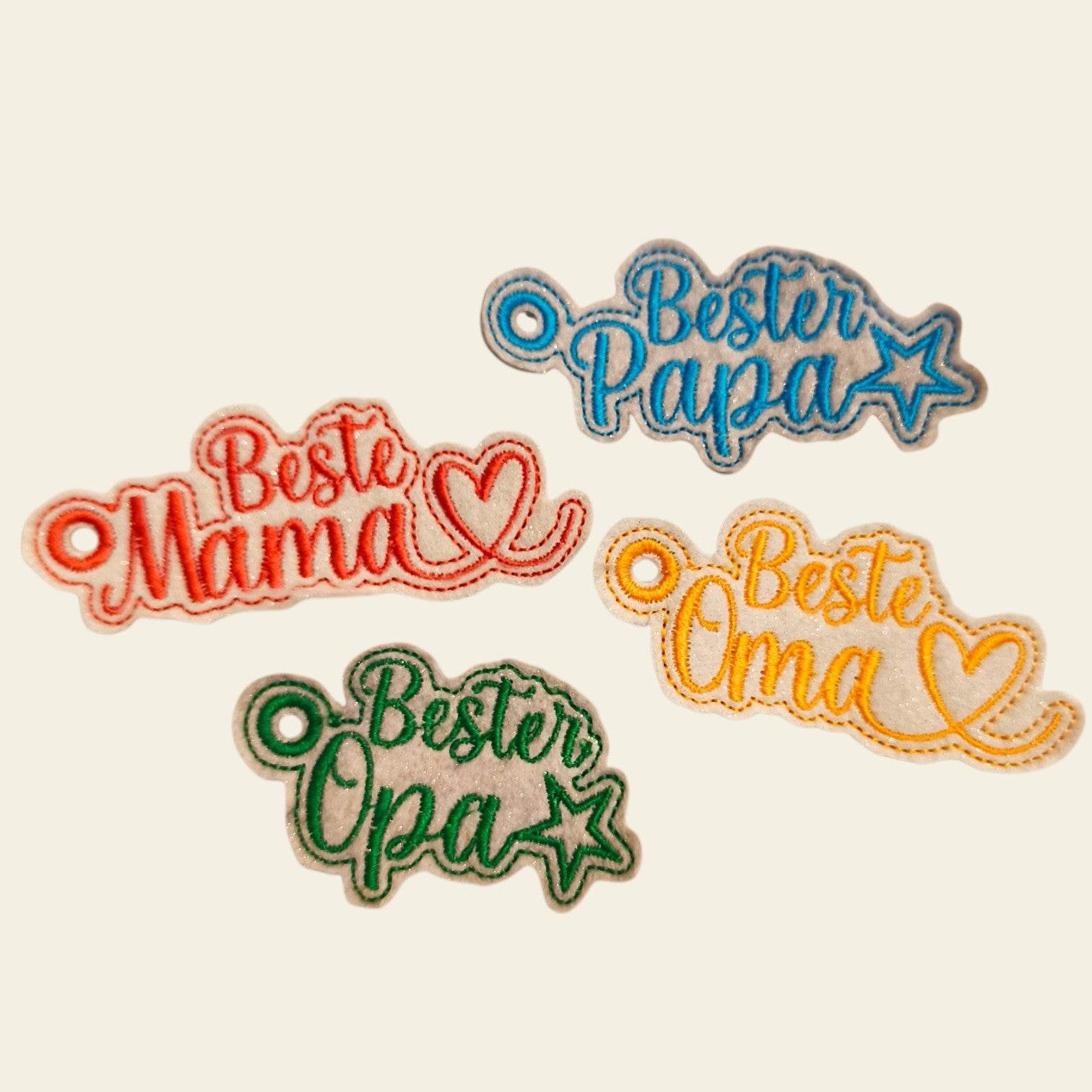 Stickdatei Schlüsselanhänger Mama Papa Oma Opa Set 2521 - Sewando
