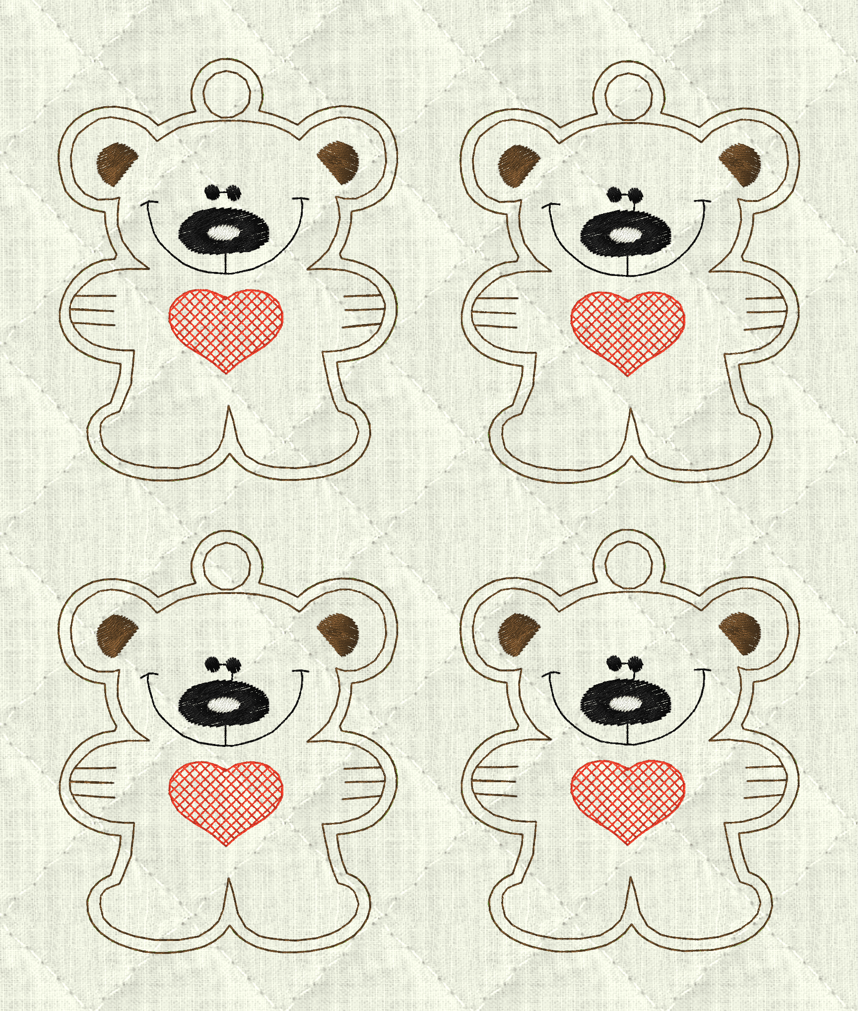 Stickdatei Teddy Schlüsselanhänger Set 335 - Sewando
