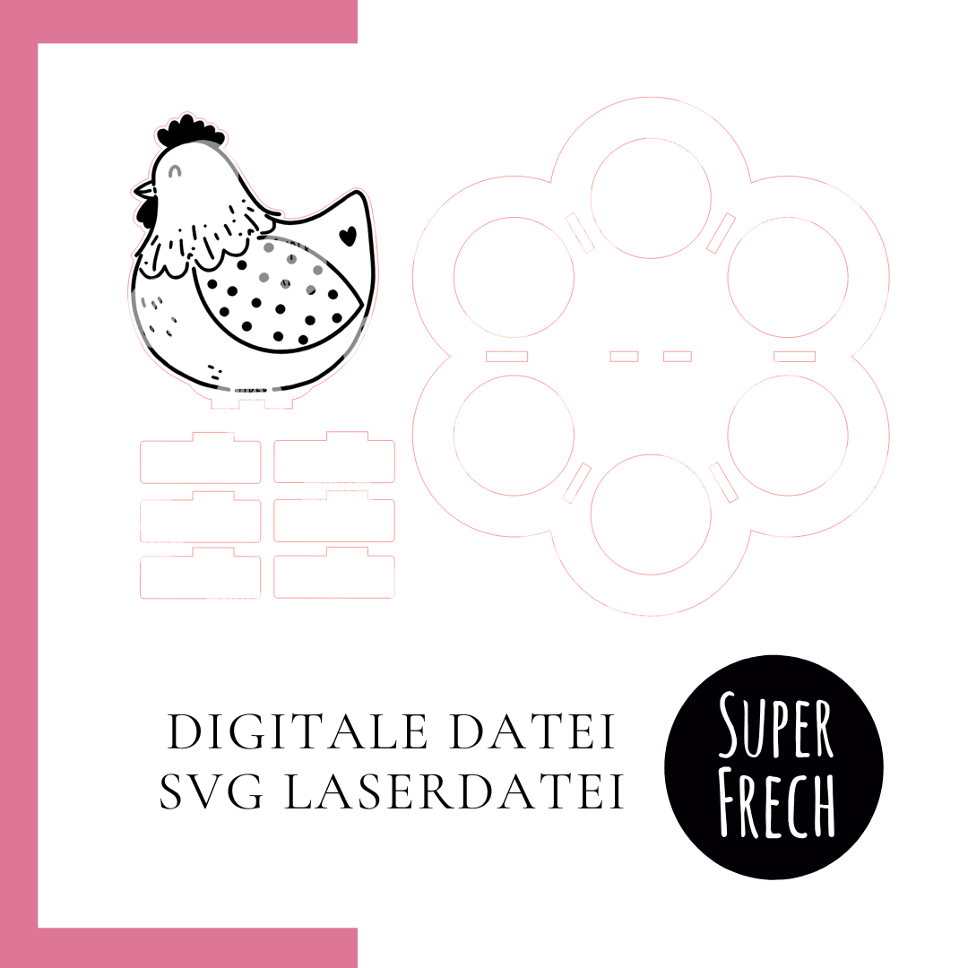 Laserdatei - Eierteller mit Henne - Sewando