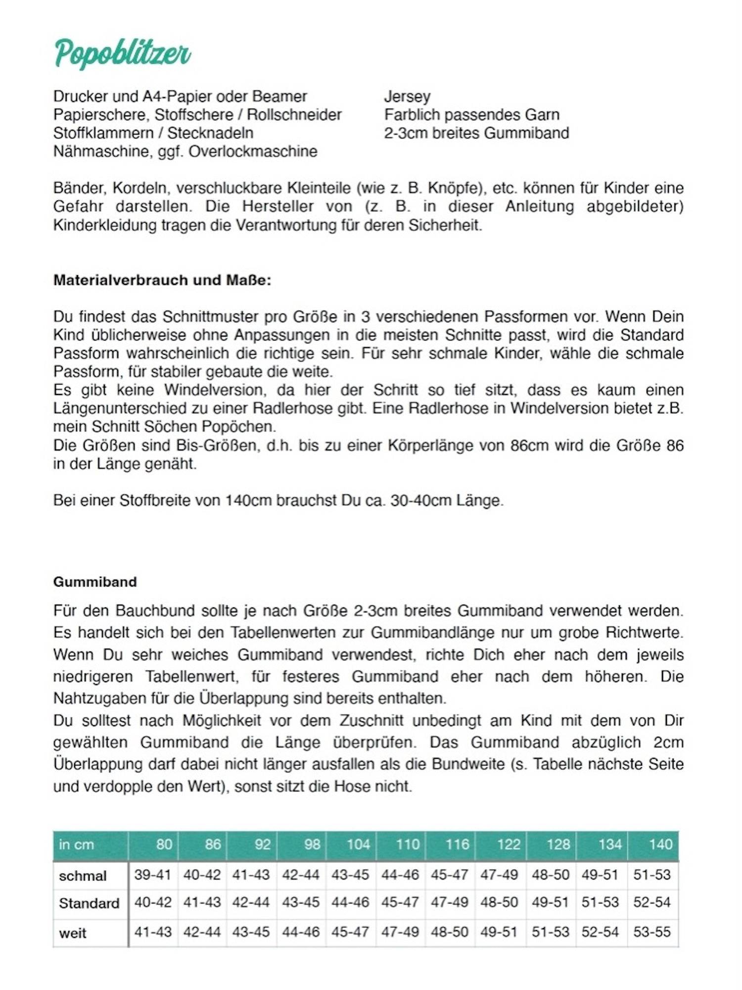 Schnittmuster Shorts Popoblitzer Gr. 80-140 - Sewando