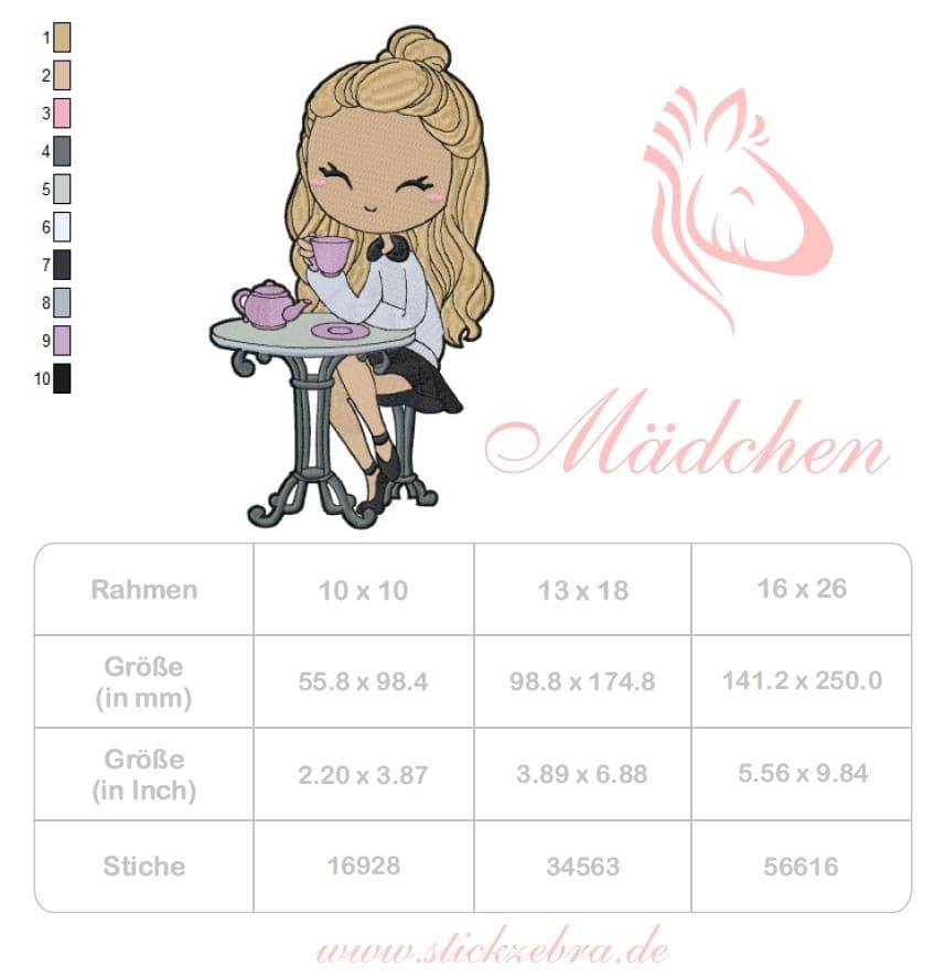Mädchen Stickdatei – für entspannte Teestunden mit deiner Stickmaschine - Sewando