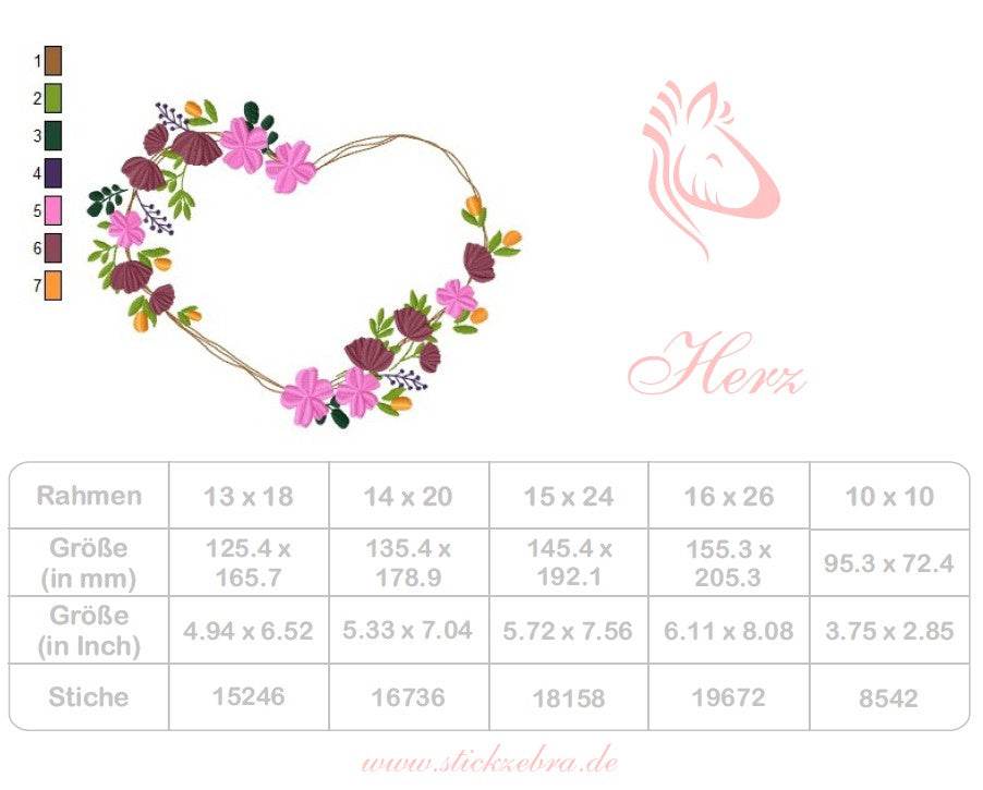 Herz Stickdatei – Florale Herzform für romantische Akzente - Sewando