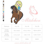Mädchen auf Pferd Stickdatei – voller Abenteuerlust für deine Stickmaschine - Sewando