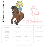 Mädchen auf Pferd Stickdatei – voller Abenteuerlust für deine Stickmaschine - Sewando