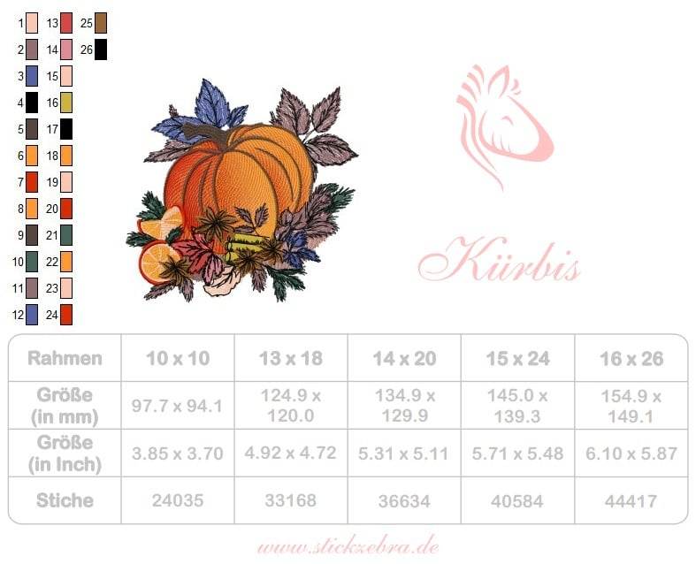 Kürbis Stickdatei – herbstliches Motiv für Deko & Geschenke - Sewando