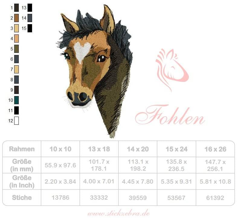 Fohlen Stickdatei – sanftes Pferdemotiv für Kinder & Naturprojekte - Sewando