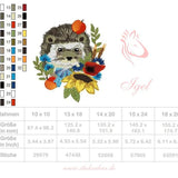 Igel Stickdatei – herbstliches Tiermotiv für Deko & Geschenke - Sewando