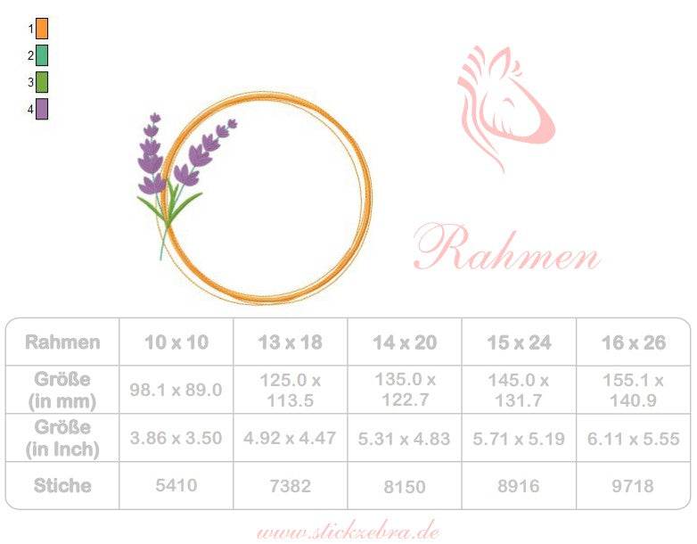 Lavendelrahmen Stickdatei – zarter Rahmen für Monogramme, Namen & Botschaften - Sewando