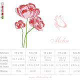 Mohnblume Stickdatei – zartes Blumenmotiv für kreative Projekte & Sommerdeko - Sewando