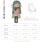 Mädchen mit Kaffee Stickdatei – warmes Herz für kalte Tage, für deine Stickmaschine - Sewando