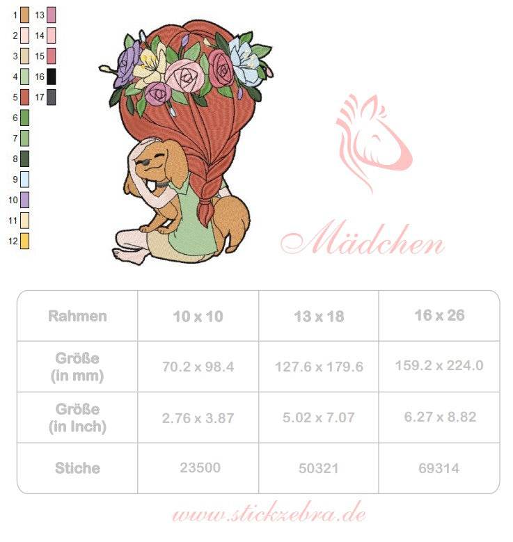 Mädchen mit Hund Stickdatei – emotionales Motiv für Geschenke & kreative Projekte - Sewando