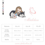 Mädchen mit Husky Stickdatei – emotionales Motiv für Kleidung & Geschenke - Sewando