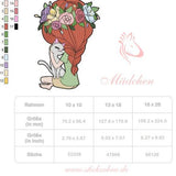 Mädchen mit Katze Stickdatei – liebevolles Motiv für Geschenke & Kleidung - Sewando