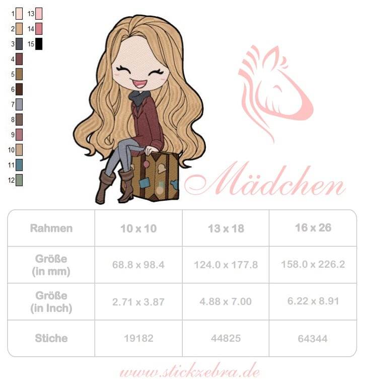Mädchen Stickdatei – bereit für das nächste Abenteuer mit deiner Stickmaschine - Sewando