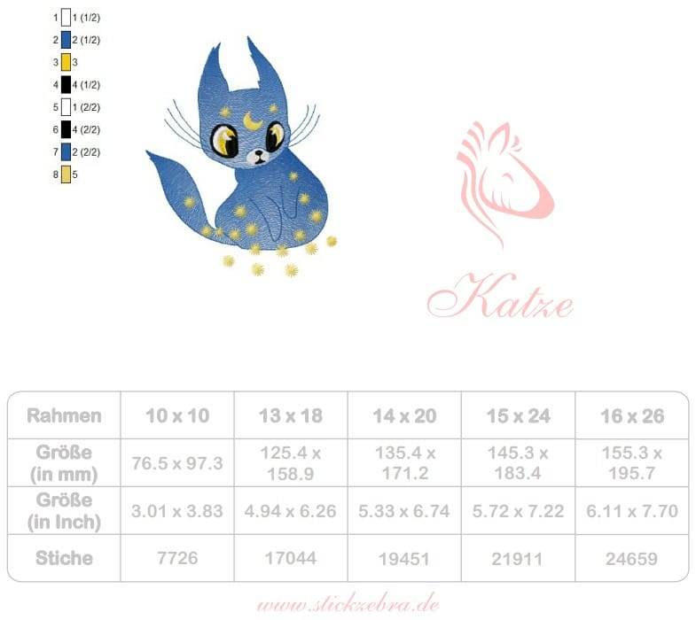 Katze Stickdatei – mystisches Tiermotiv für magische Projekte - Sewando